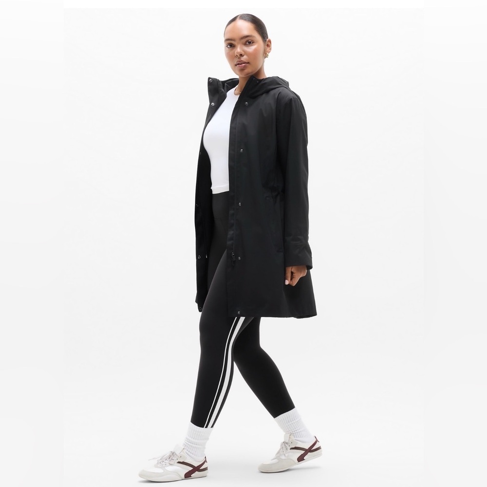 NWT Athleta Rainout Ridge Long Black Trench Size Large (#649871)